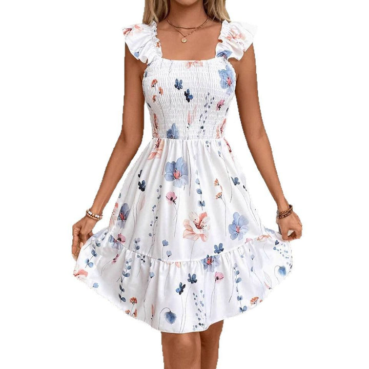 Dame Smocked Floral Ruffle Mini Kjole Stilla