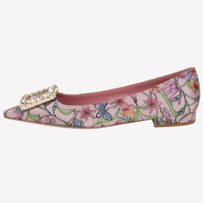 Dame Elegante Blomsterdesign Ballerinas med dekorativ spænde Stilla