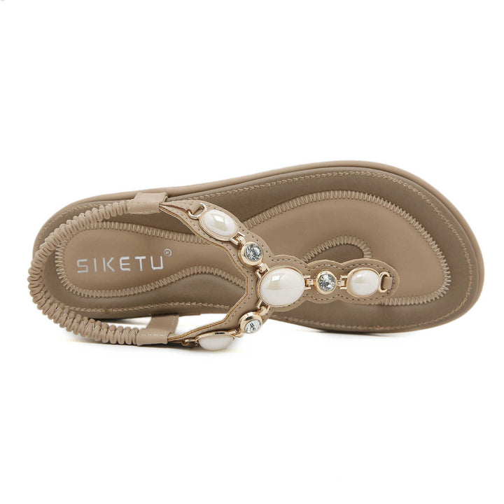 Dame Tådelte Sandaler med elegante Perle- og Rhinesten Applikationer Stilla
