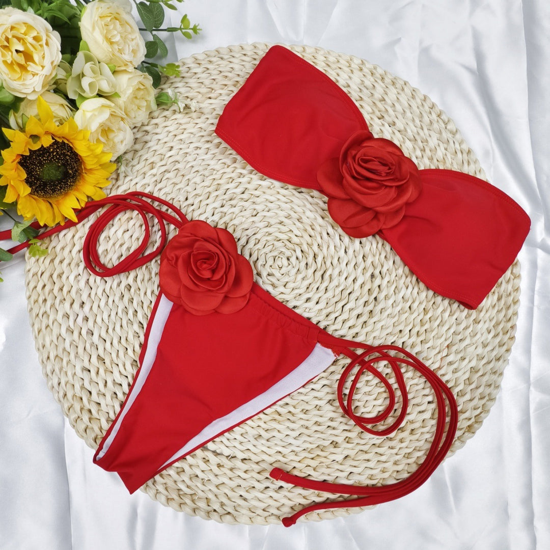 Femme Floral Dekoreret Bikini Sæt Stilla