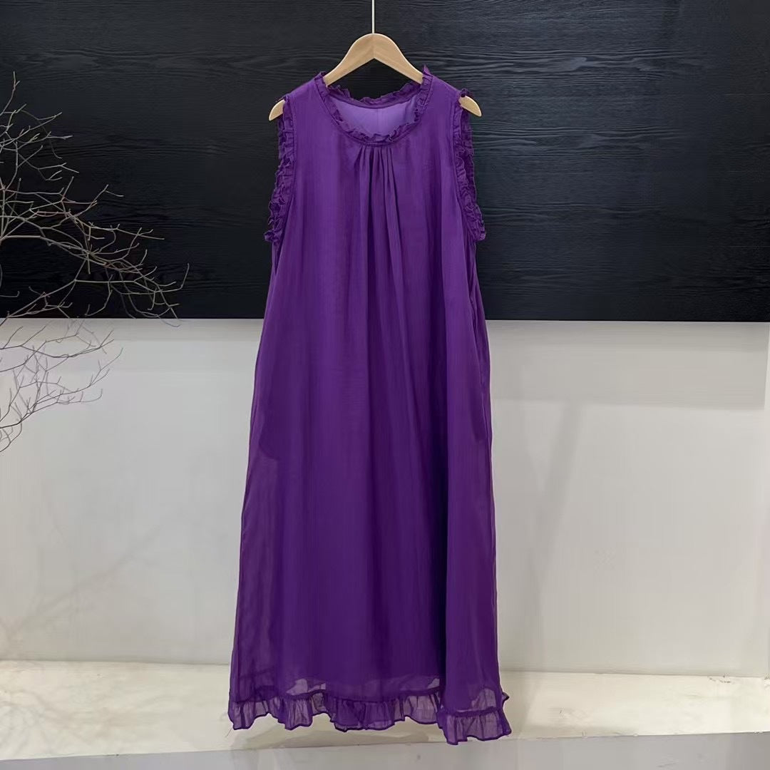 Femme Elegante Rynkende Lange Maxi Kjole Stilla
