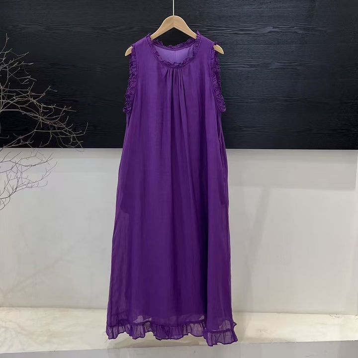 Femme Elegante Rynkende Lange Maxi Kjole Stilla