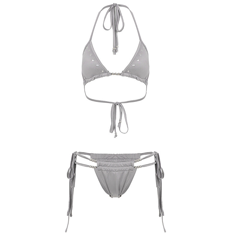 Dame Bikini-sæt med justerbare stropper og elegante smykkedetaljer Skovae
