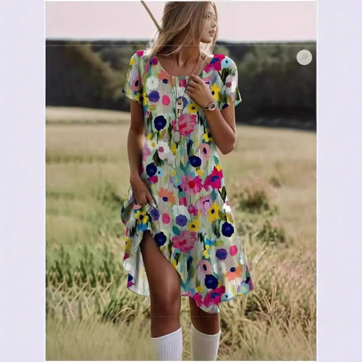 Damer Floral Maxikjole med sidelukning og lette folder Stilla
