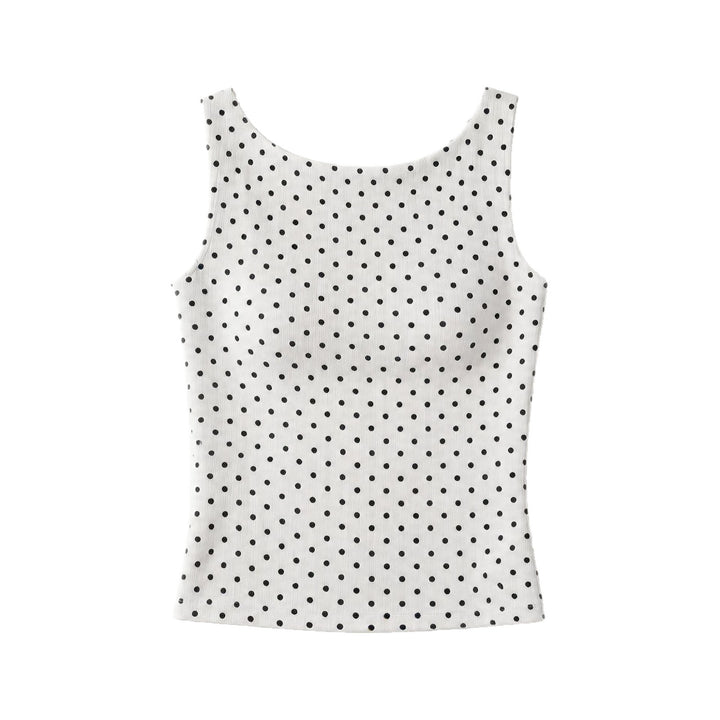 Dame tanktop med legende polka-dots mønster Skovae