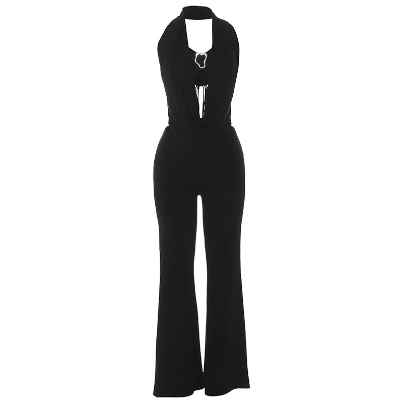 Dame Elegant og tætsiddende jumpsuit med unik udskæring Skovae