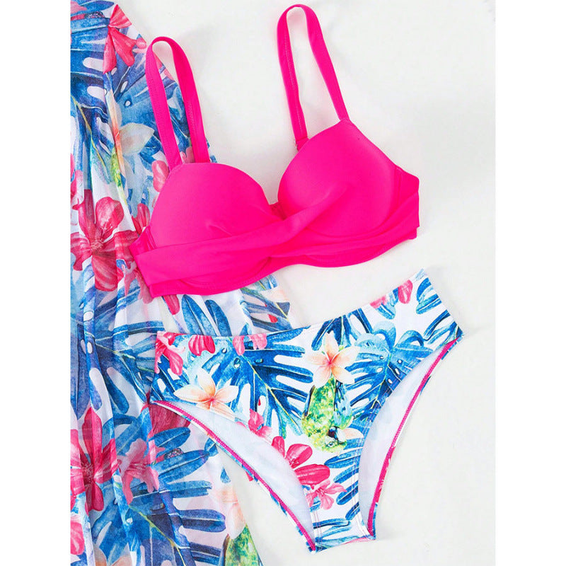 Dame Bikini sæt med innovativt design og blomsterprint Skovae