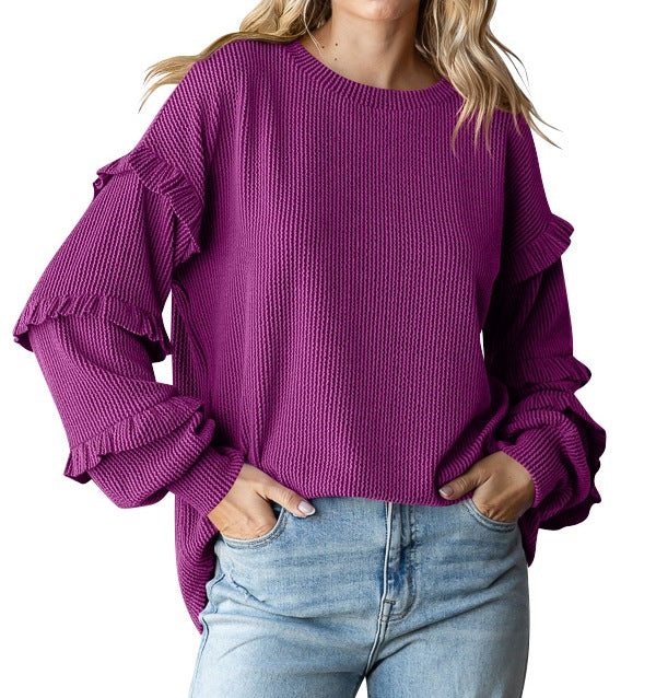 Dame sweater med flæseærmer Stilla