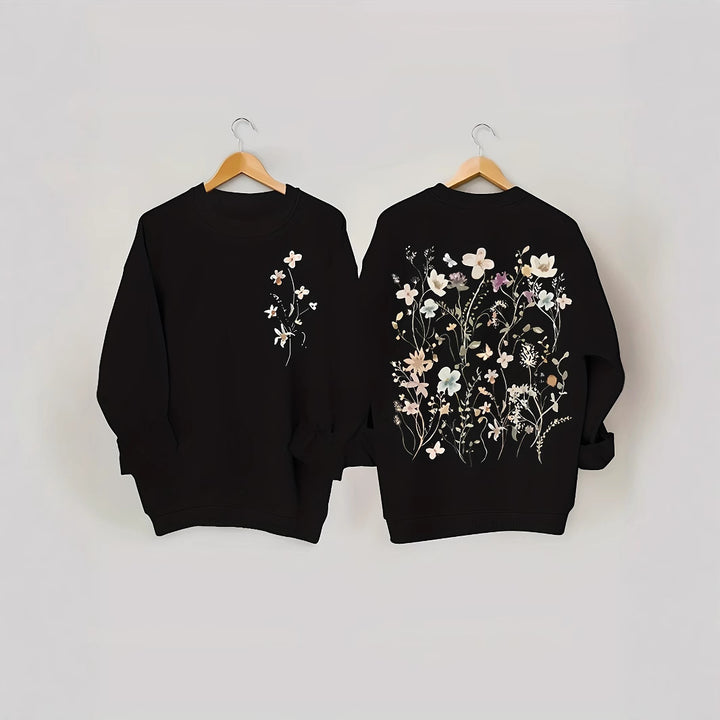 Kvinders sweatshirt med blomstermønster og blød inderside Stilla