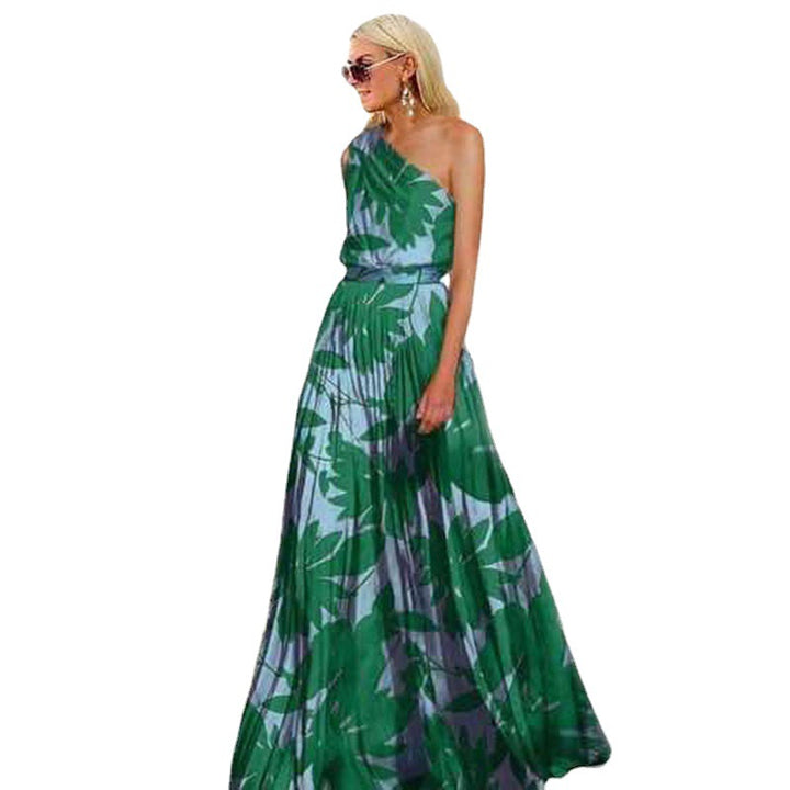 Dame Elegant maxikjole med asymmetrisk strop og blomstret design Stilla