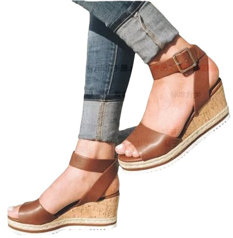 Dame Wedge-sandaletter med komfortabelt korkdesign og justerbar rem Stilla
