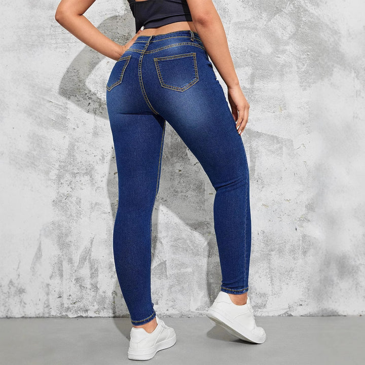 Dame Slim Fit Jeans med høj talje og figursyet design Stilla
