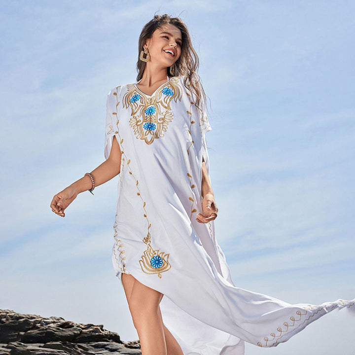 Dame Kaftan med elegante broderier og sidelæg Stilla