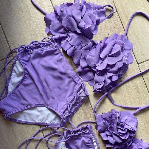 Dame Bikini-sæt med raffinerede stofblomster og justerbare stropper Stilla