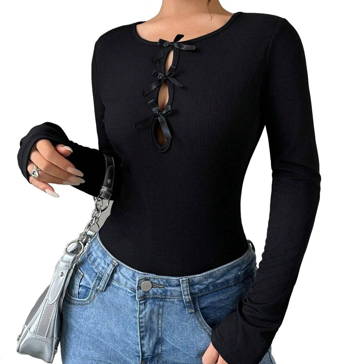 Kvinders bodystocking med dekorative sløjfer og lange ærmer Stilla
