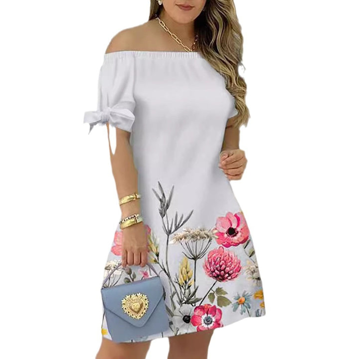Dame Off-Shoulder Blomsterkjole med Ruffle-detaljer og A-linje-snit Stilla