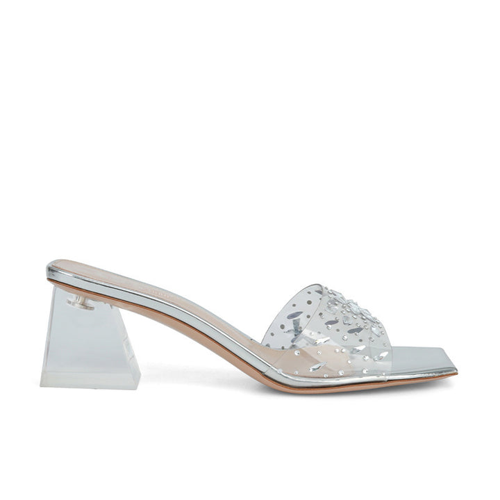 Dame blokhæle glide sandaler med geometrisk design Stilla