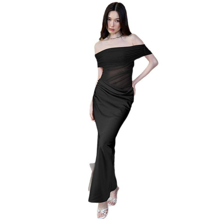 Dame Elegant off-shoulder maxikjole med flydende skørt Skovae