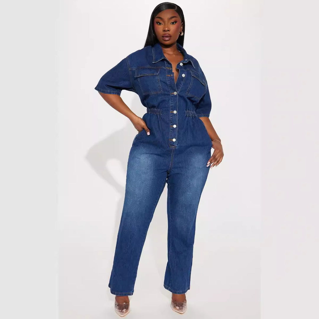 Dame Denim-Overalls med figursyet snit og praktiske lommer Stilla