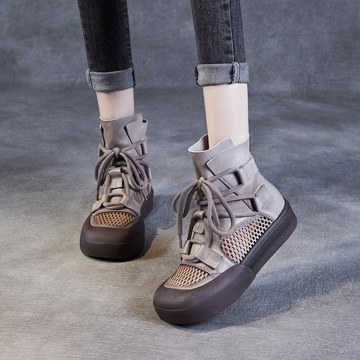 Dame mode High-Top Sneakers med mesh-indlæg og justerbare stropper Stilla