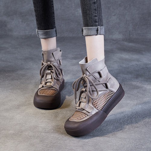 Dame mode High-Top Sneakers med mesh-indlæg og justerbare stropper Stilla