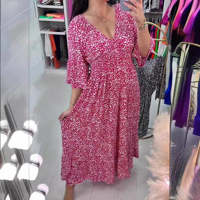 Stilla | Ferie-Kjole Plus Size Fairy V Hals Blomsterkjole
