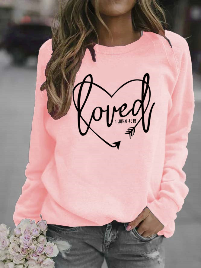 Kvinders sweatshirt med hjerteformet print og inspirerende budskab Stilla