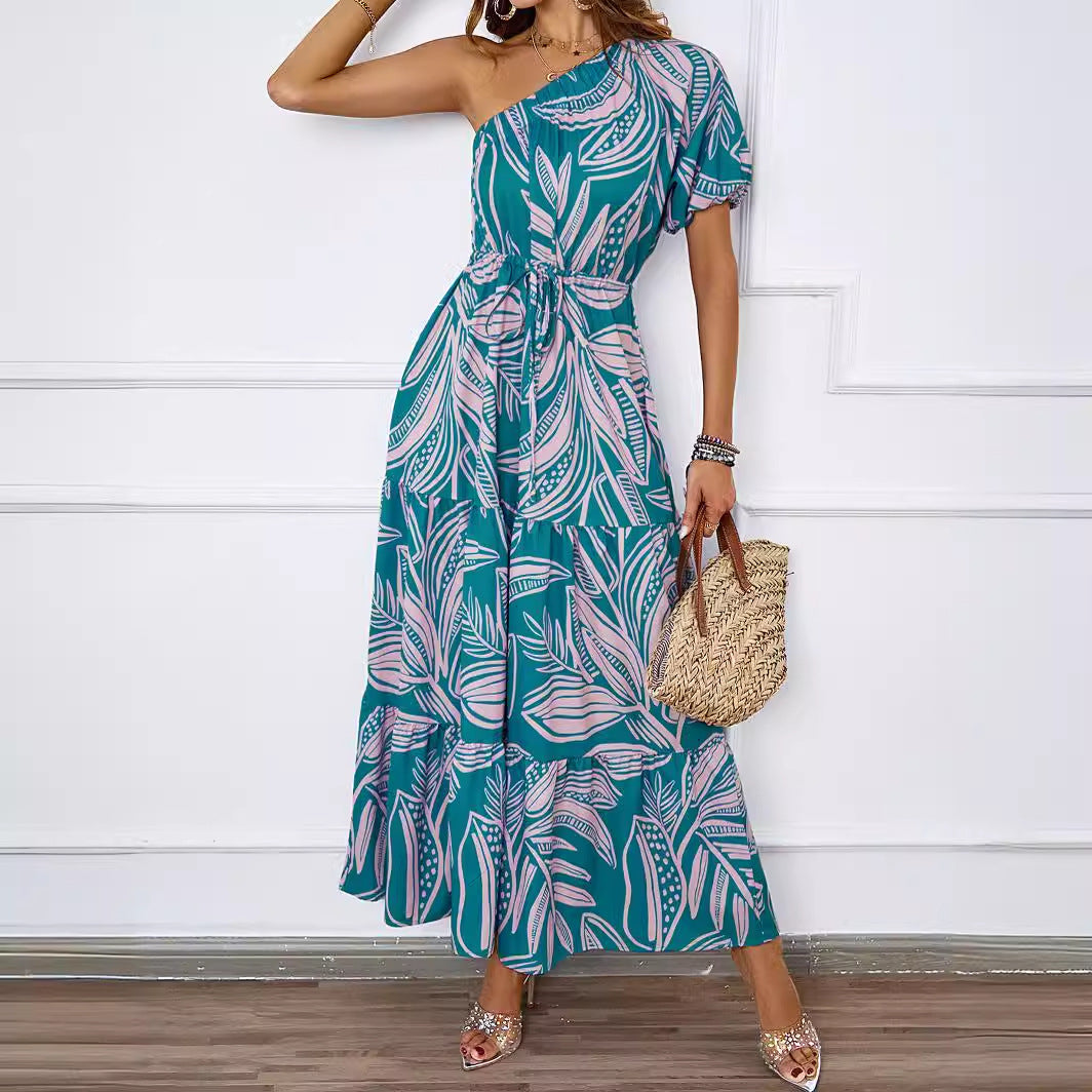 Damer Sommer Maxi Kjole med Asymmetrisk Snit og Blomsterdesign Stilla