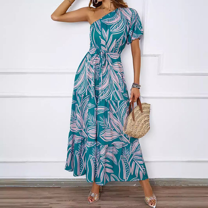 Damer Sommer Maxi Kjole med Asymmetrisk Snit og Blomsterdesign Stilla