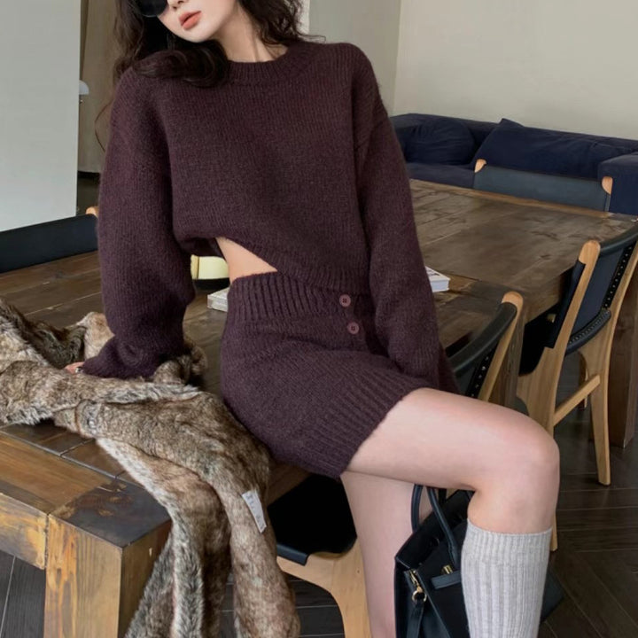 Women's cropped knit ensemble with high waist Stilla