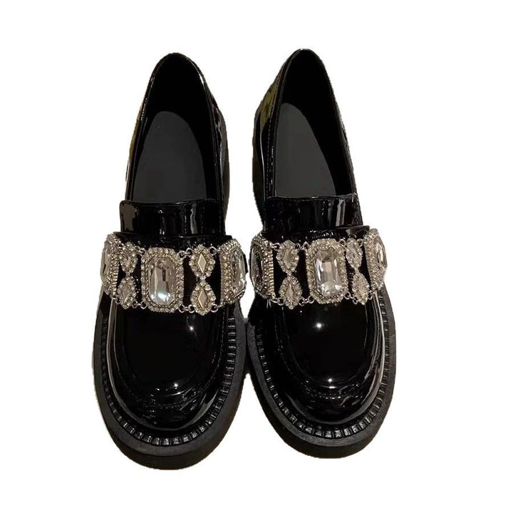 Dame loafers med funklende smykkedetaljer og robust blokhæl Stilla