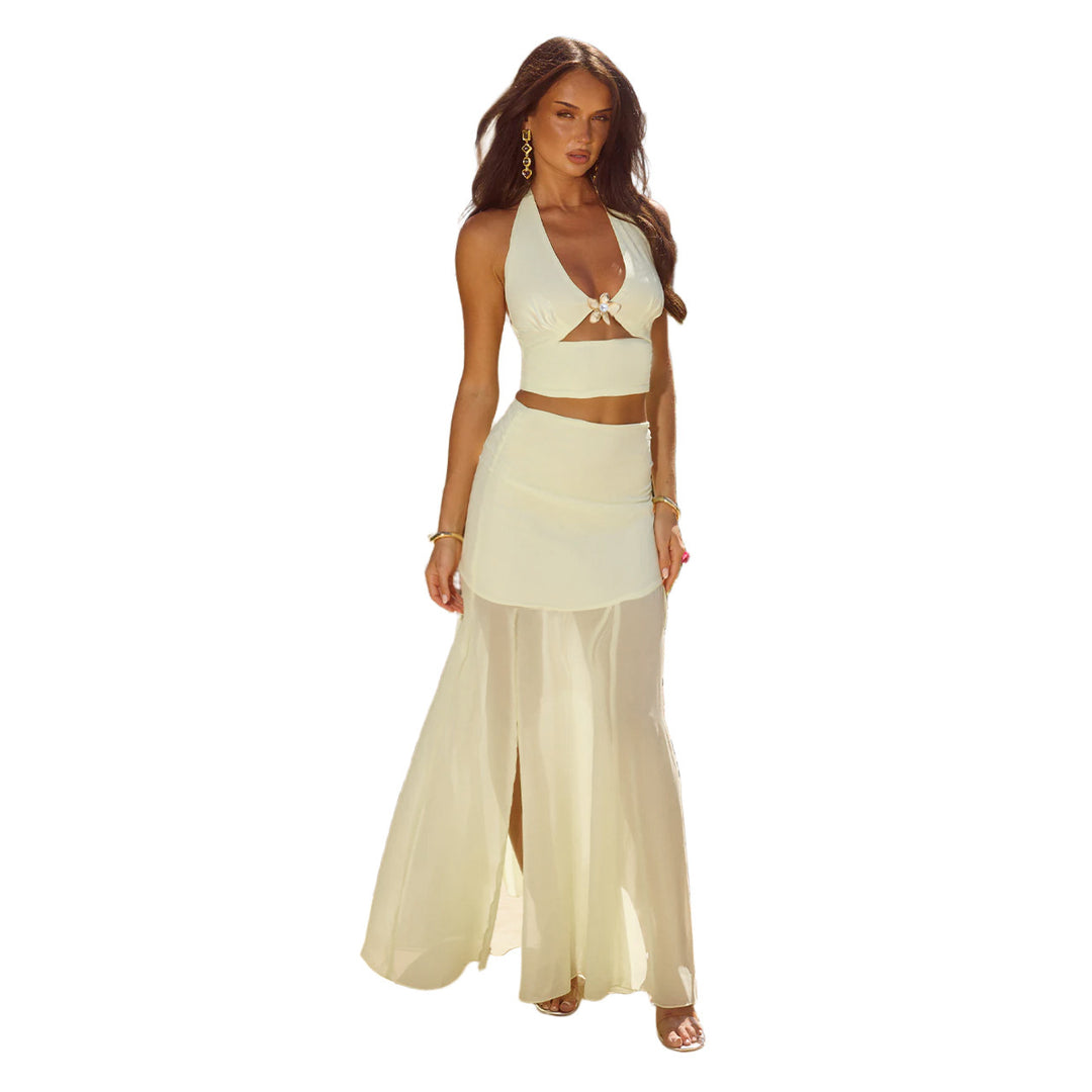 Damer Elegant Halter-Nakke To-Delt Maxi-Sæt Stilla
