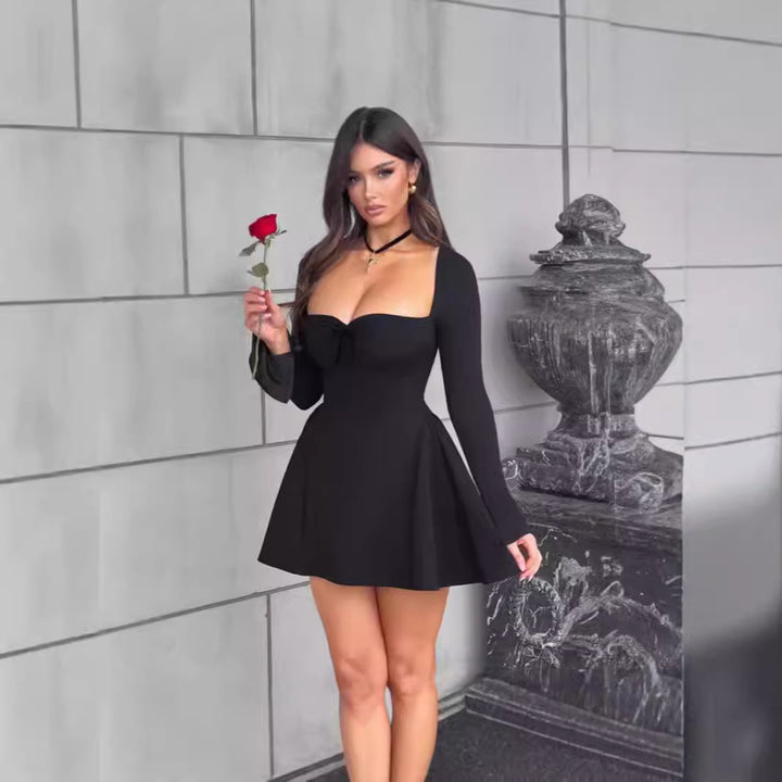 Femme Elegant Mini Kjole med lange ærmer Stilla