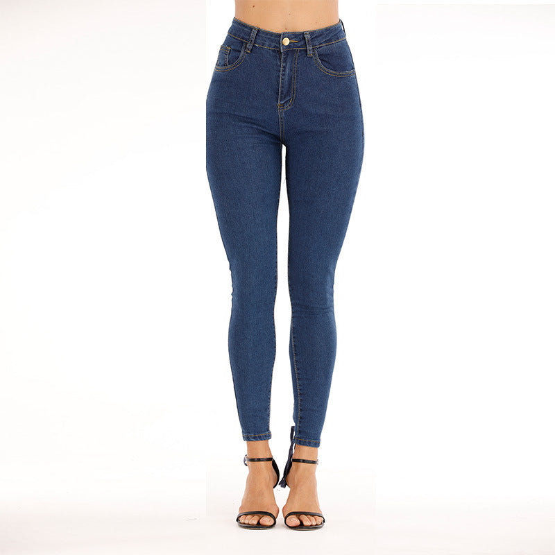 Dame High-Waist Skinny Jeans med stilfulde åbne sømme og figurfremhævende pasform Stilla