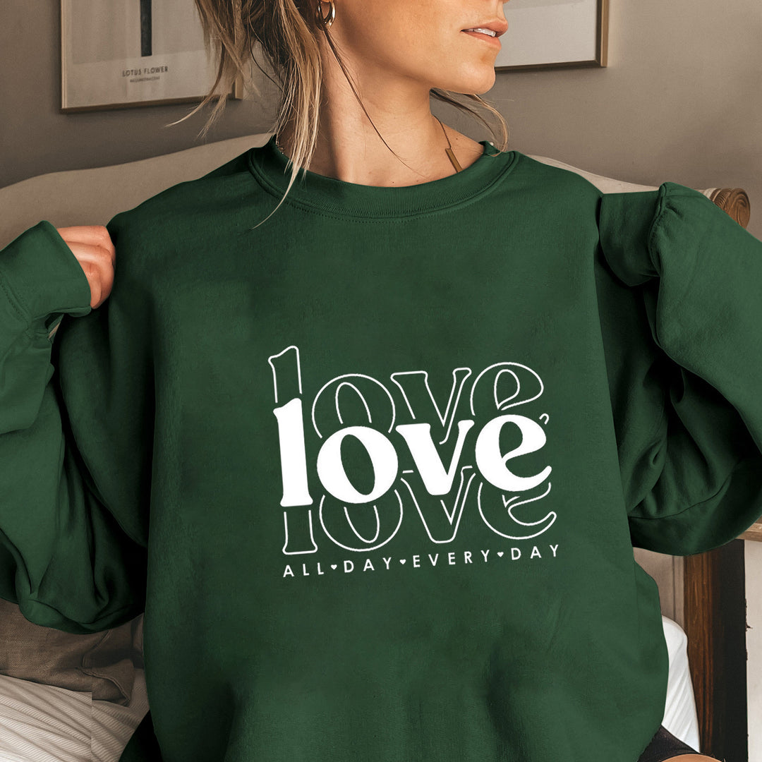 Kvinders sweatshirt med voluminøse ærmer og moderne kærlighedsprint Stilla