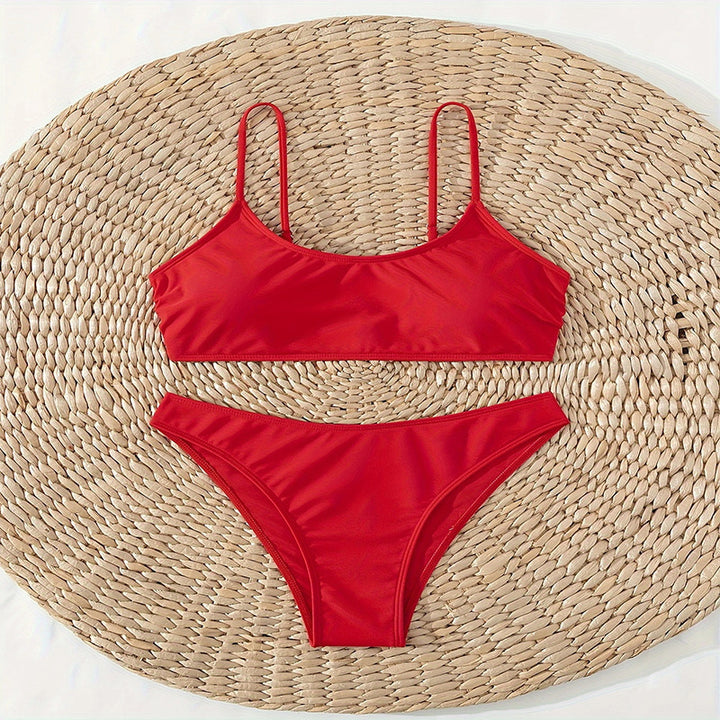 Dame bikini-sæt med smalle stropper og højt skåret trusser Skovae