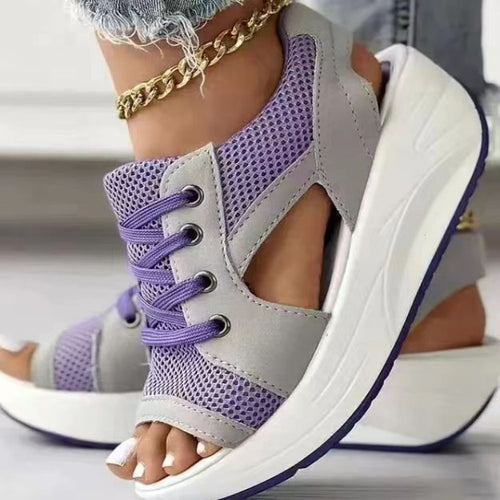 Dame Behagelige Plateau-sandaler med åndbart netdesign Stilla