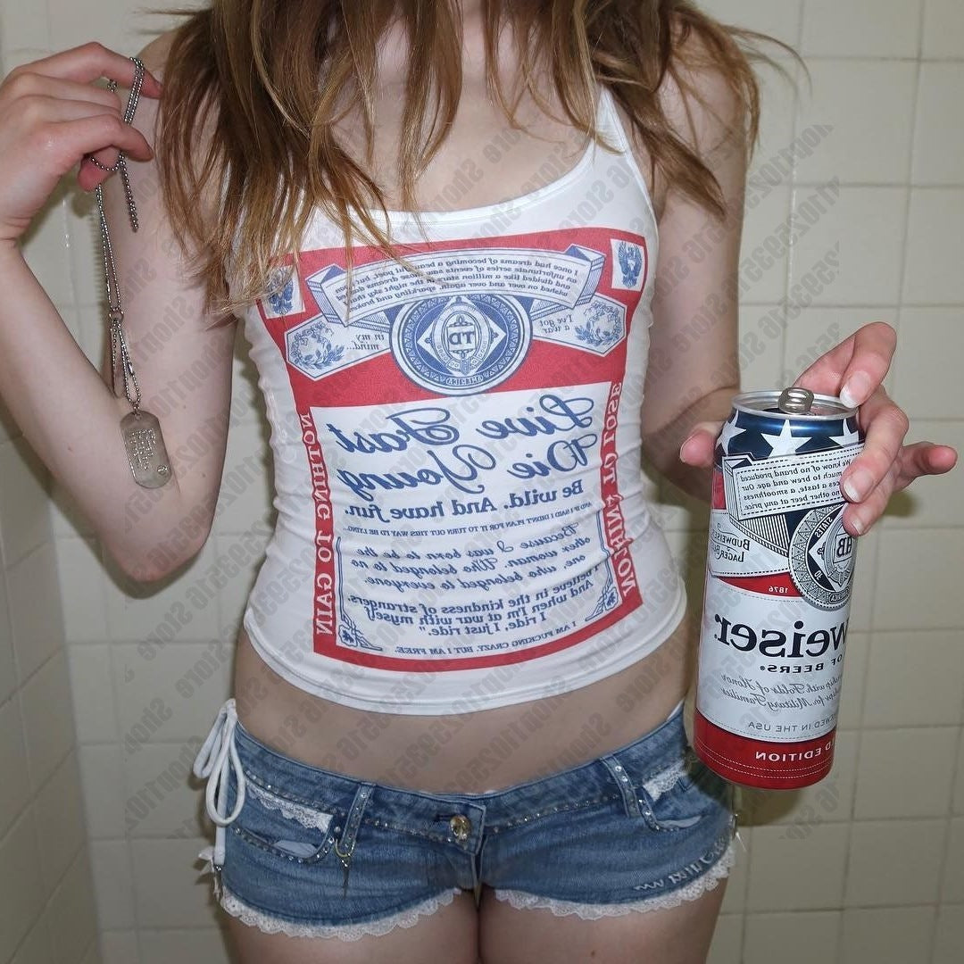Dame ærmeløs tanktop med kreativt print Skovae