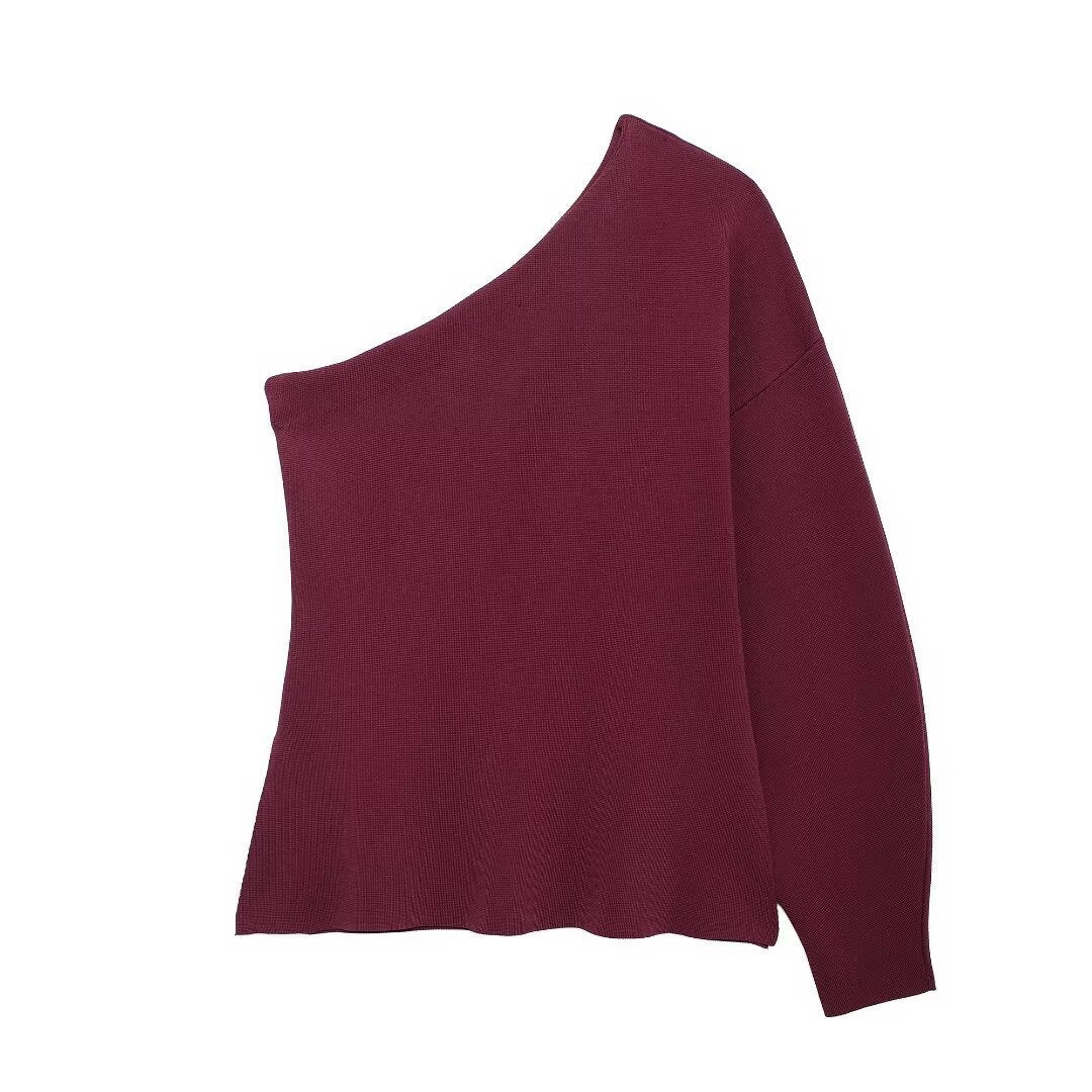 Femme Asymmetrisk Strikpullover Stilla