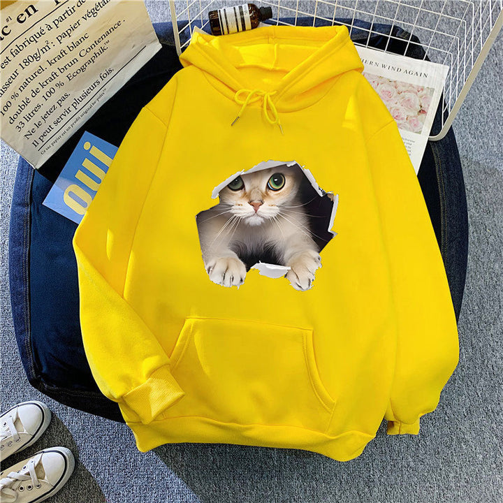 Kvinders hoodie med kreativ kat design Skovae 1772612757