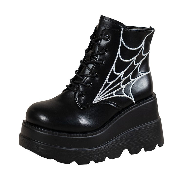 Dame Plateau støvler med spiderman-net design Stilla