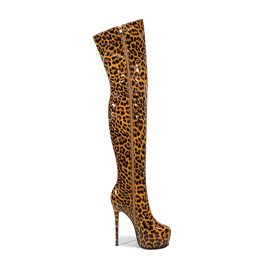 Femme Over-the-Knee Tiertryk Stiletto Støvler Stilla