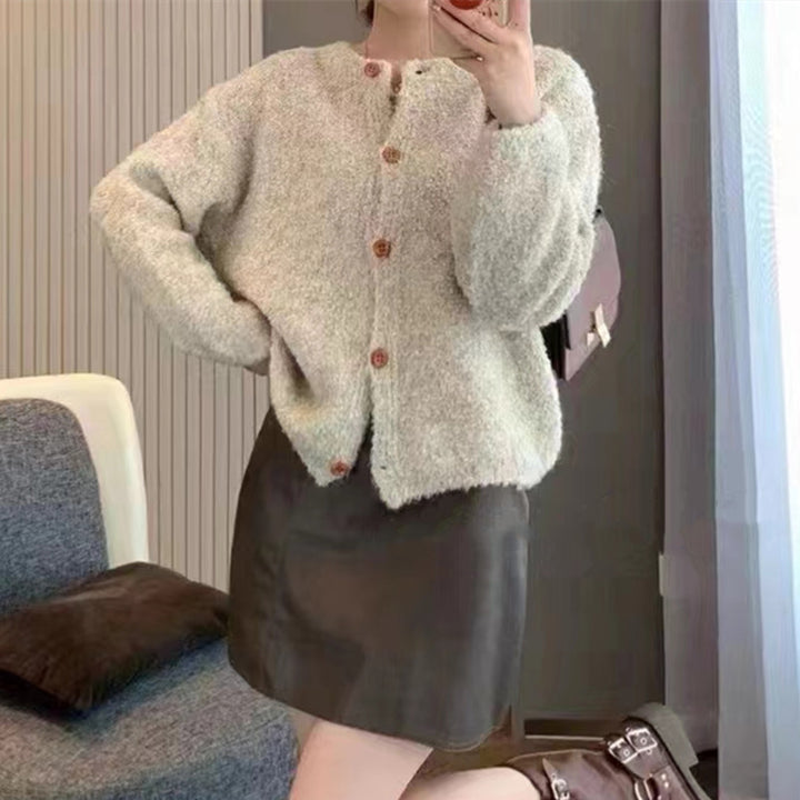 Dame Cozy Cardigan med Knapper og Løs Pasform Stilla