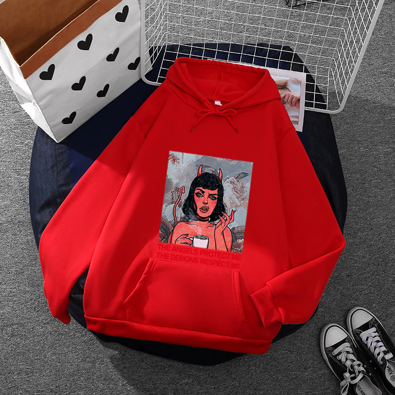 Kvindernes hoodie med kreativt grafisk print Stilla