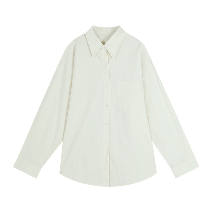Dame afslappet oversized skjorte med fin struktur og brystlomme Stilla