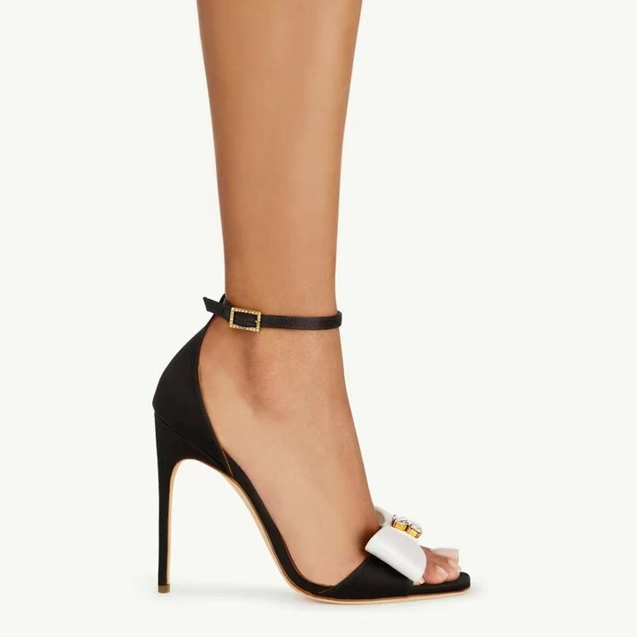 Dame elegante stiletto-hæle med sløjfe og rem-detalje Stilla