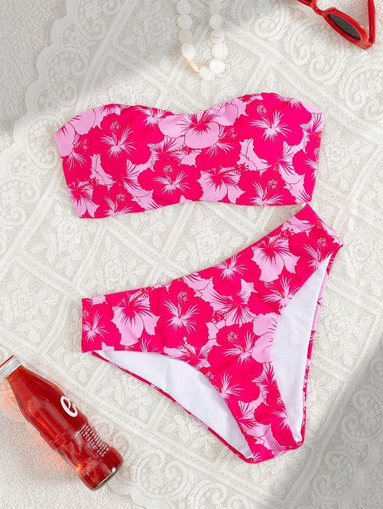 Dame Bandeau-Bikini med elegant mønster Skovae