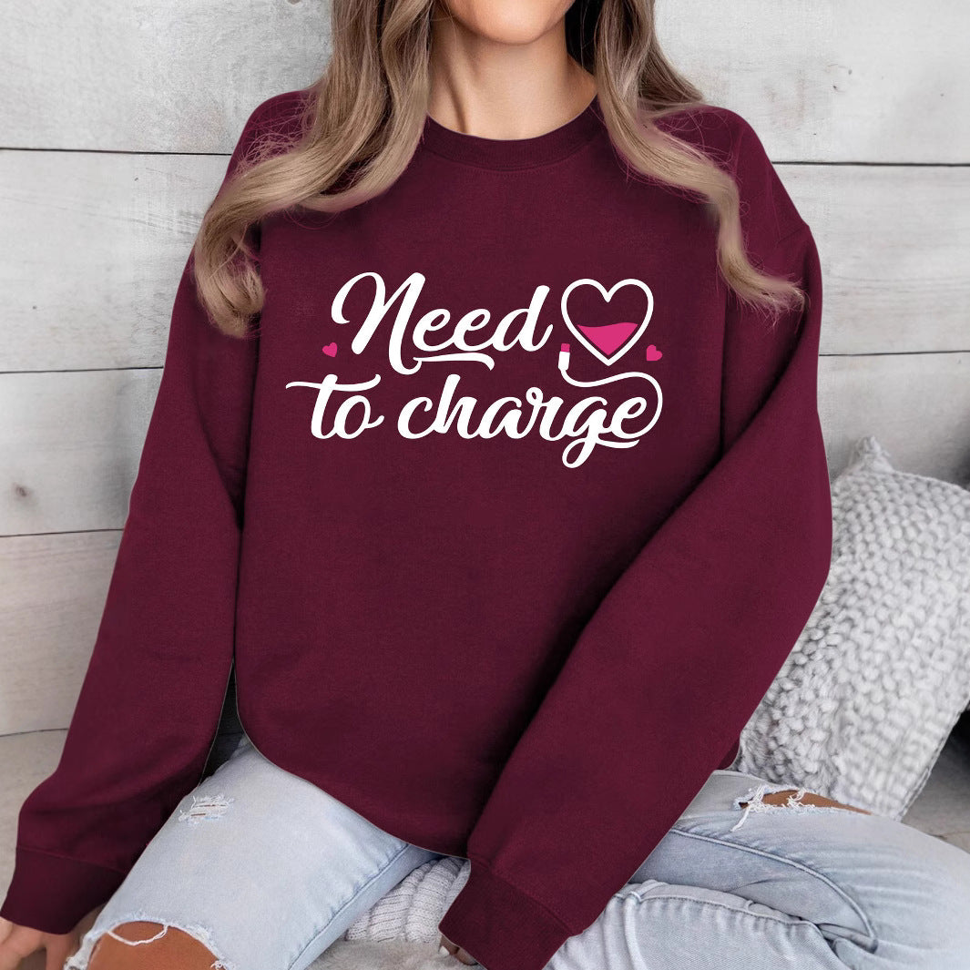 Kvindernes sweatshirt med inspirerende hjerte citat og afslappet skæring Stilla