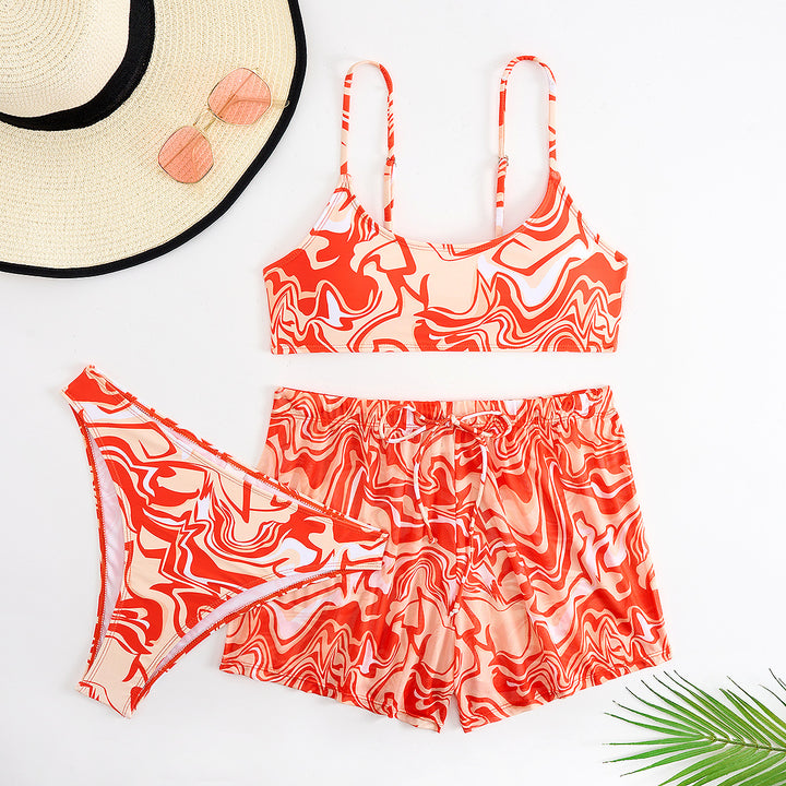 Dame marmoriseret Bralette- og shorts-sæt Stilla