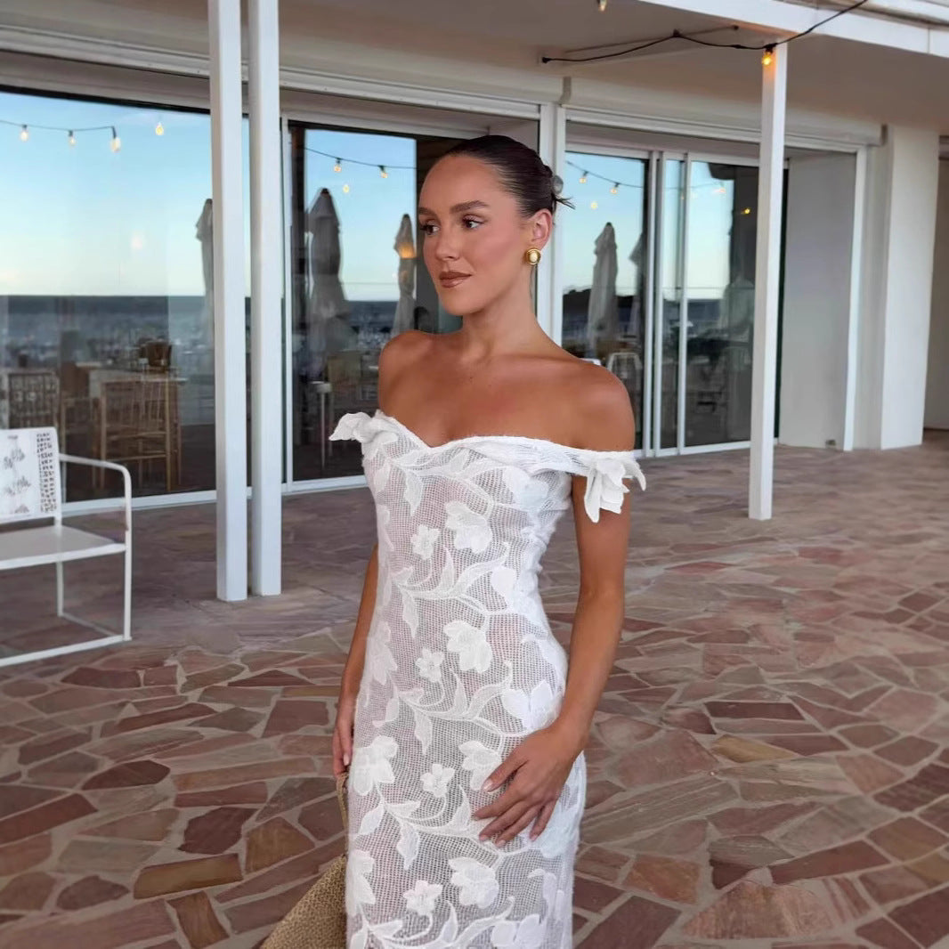 Dame sommerkjole med off-shoulder-design Stilla